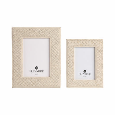 LUANDA LETHER 4X6" PHOTO FRAME, CREAM - Al Rugaib Furniture