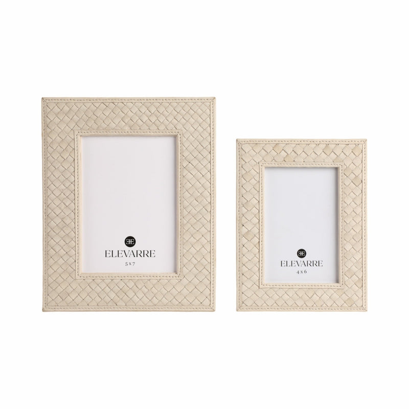 LUANDA LETHER 4X6" PHOTO FRAME, CREAM - Al Rugaib Furniture