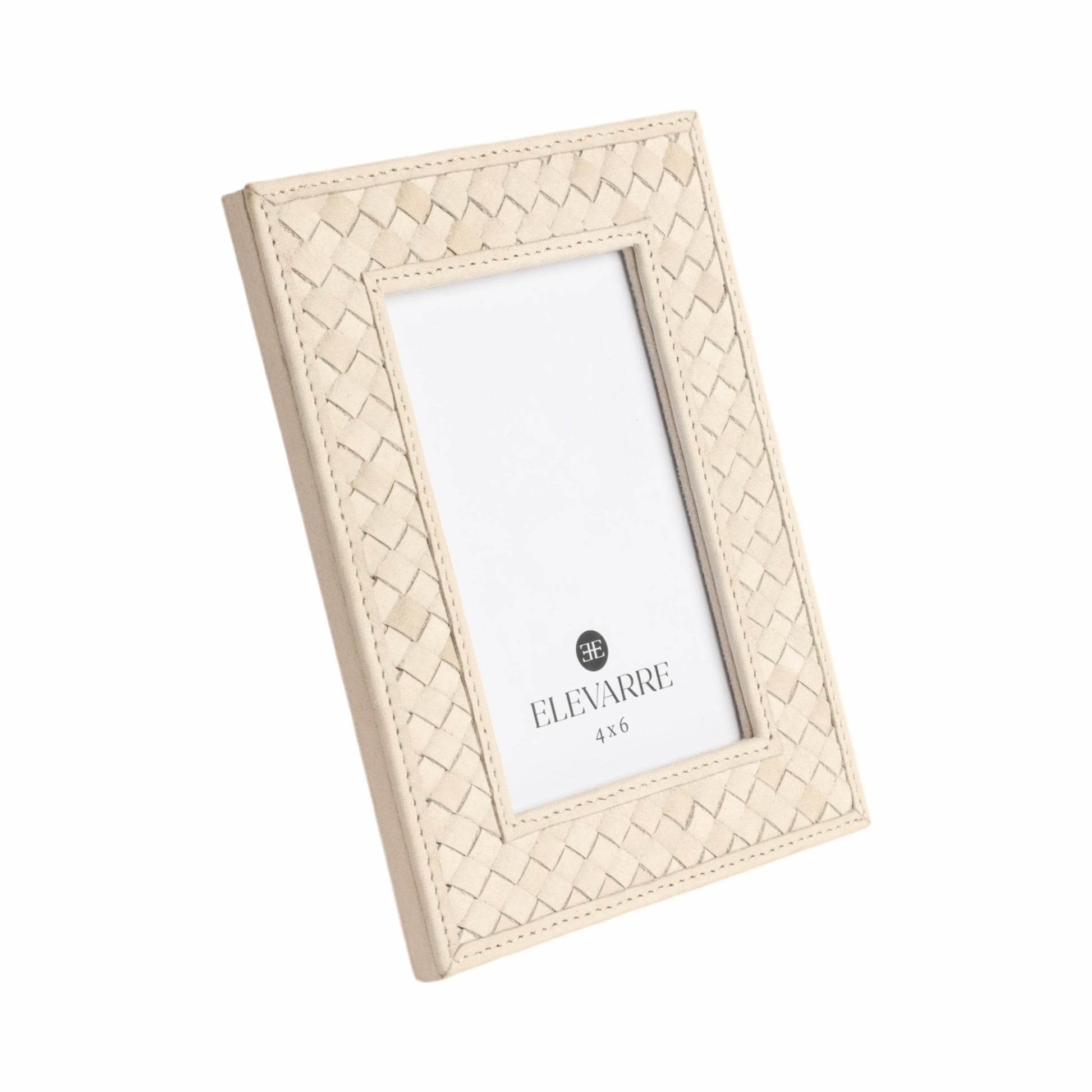 LUANDA LETHER 5X7 PHOTO FRAME, CREAM Table Decors| Sagebrook Home