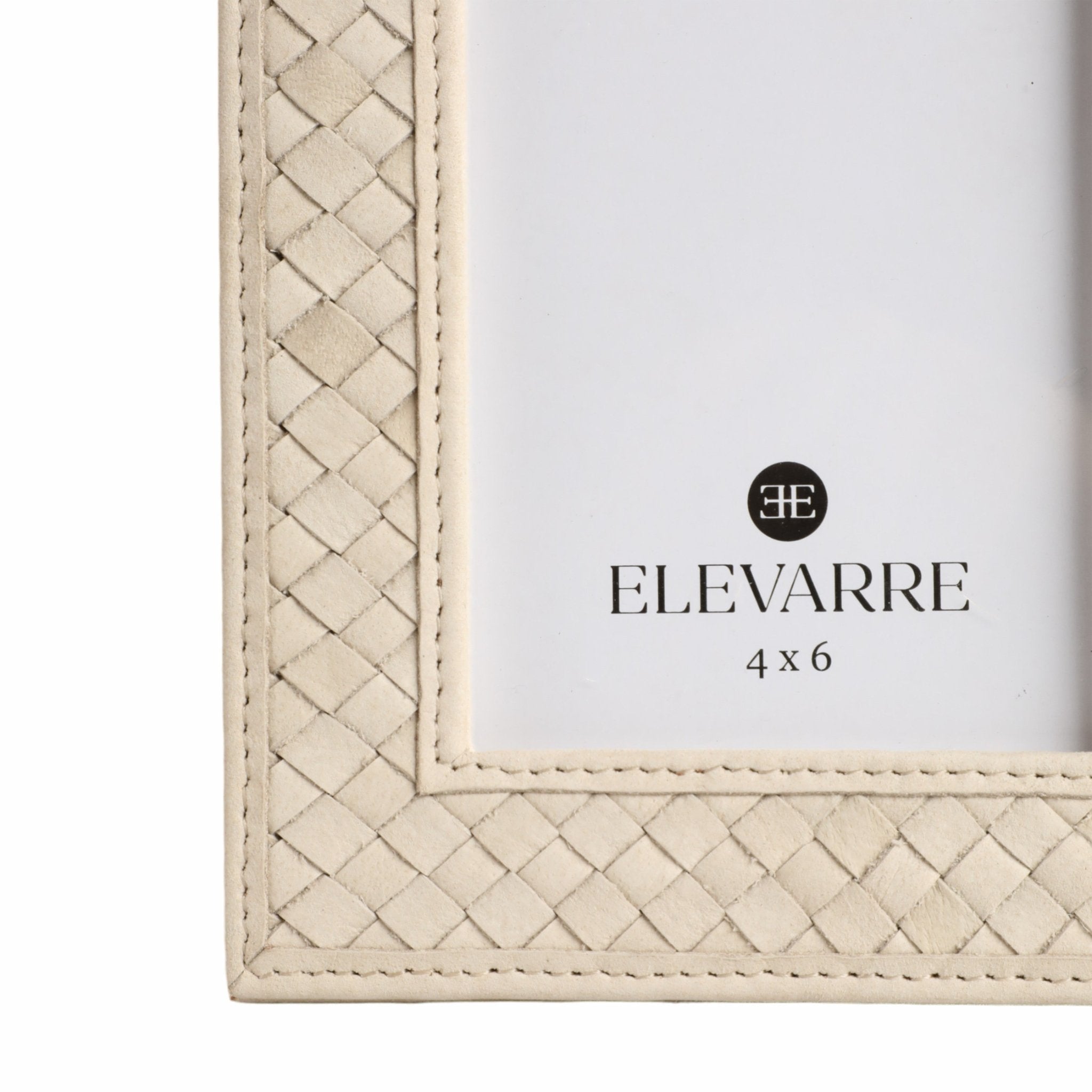 LUANDA LETHER 5X7 PHOTO FRAME, CREAM Table Decors| Sagebrook Home