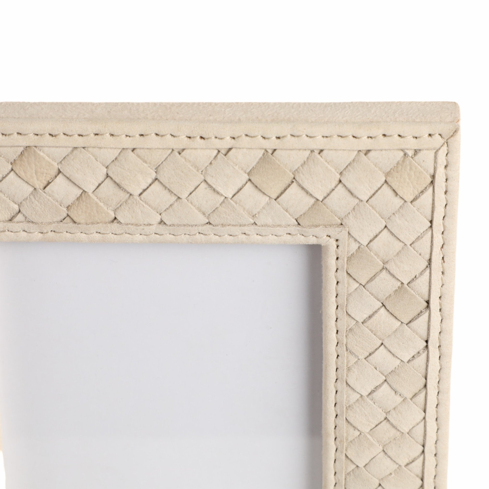 LUANDA LETHER 5X7 PHOTO FRAME, CREAM Table Decors| Sagebrook Home