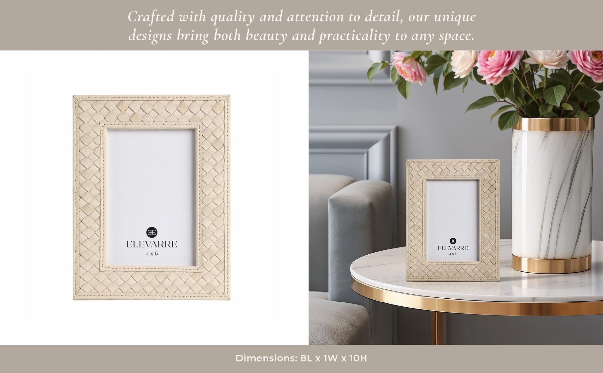 LUANDA LETHER 5X7 PHOTO FRAME, CREAM Table Decors| Sagebrook Home