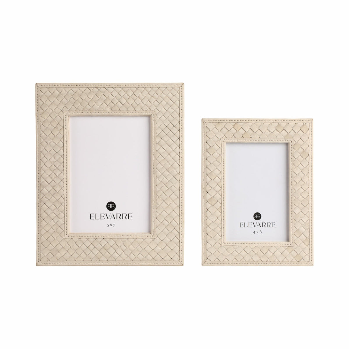 LUANDA LETHER 5X7 PHOTO FRAME, CREAM Table Decors| Sagebrook Home