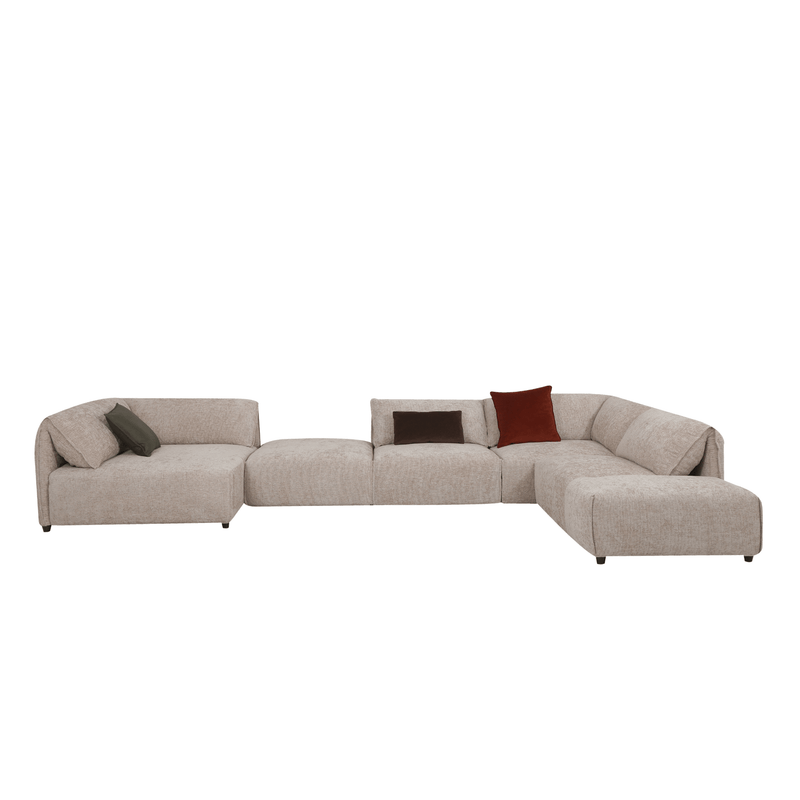 Luna Light Khaki Sectional - Al Rugaib Furniture