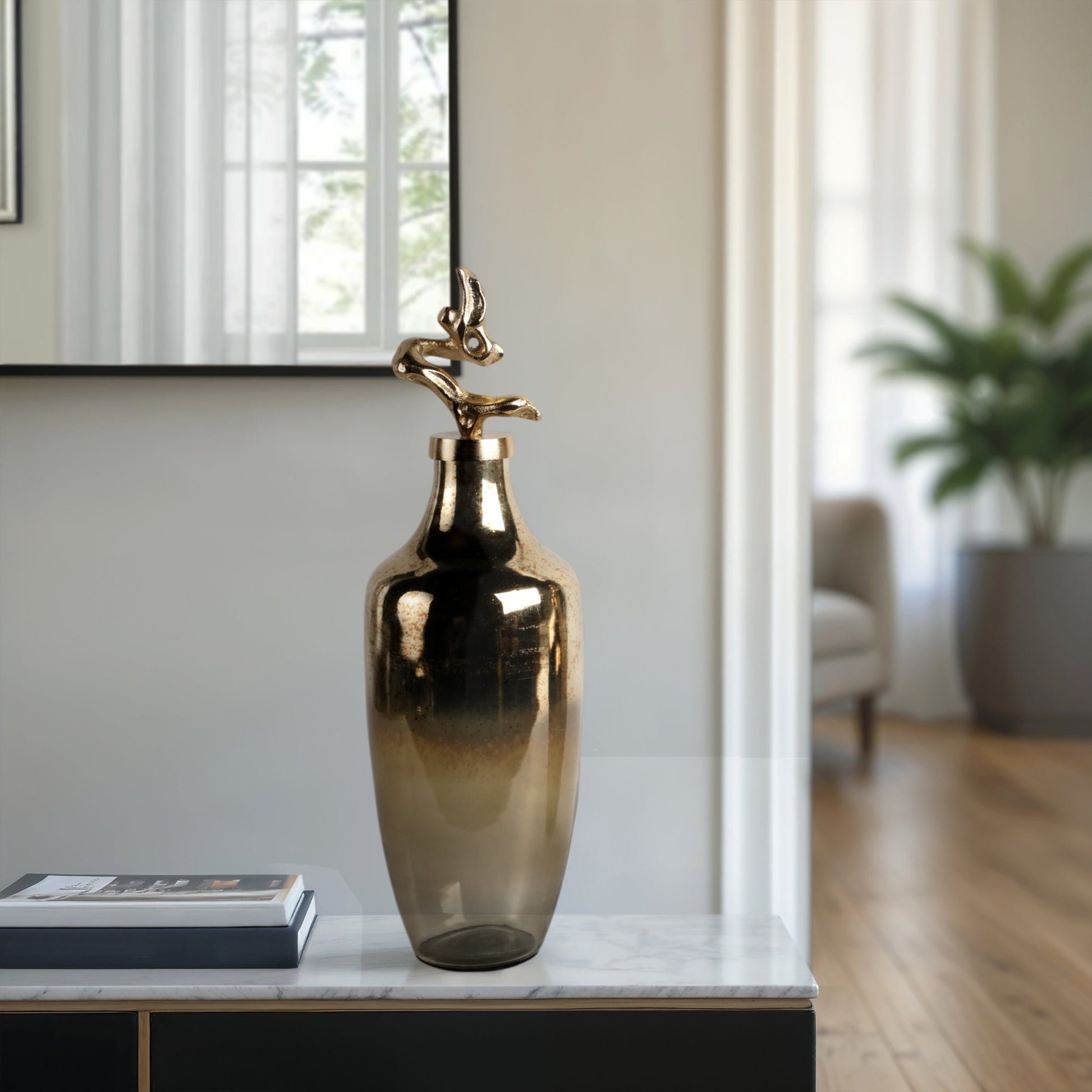 Lusaka Glass Bottle, Gold Vases and Jars| Sagebrook Home