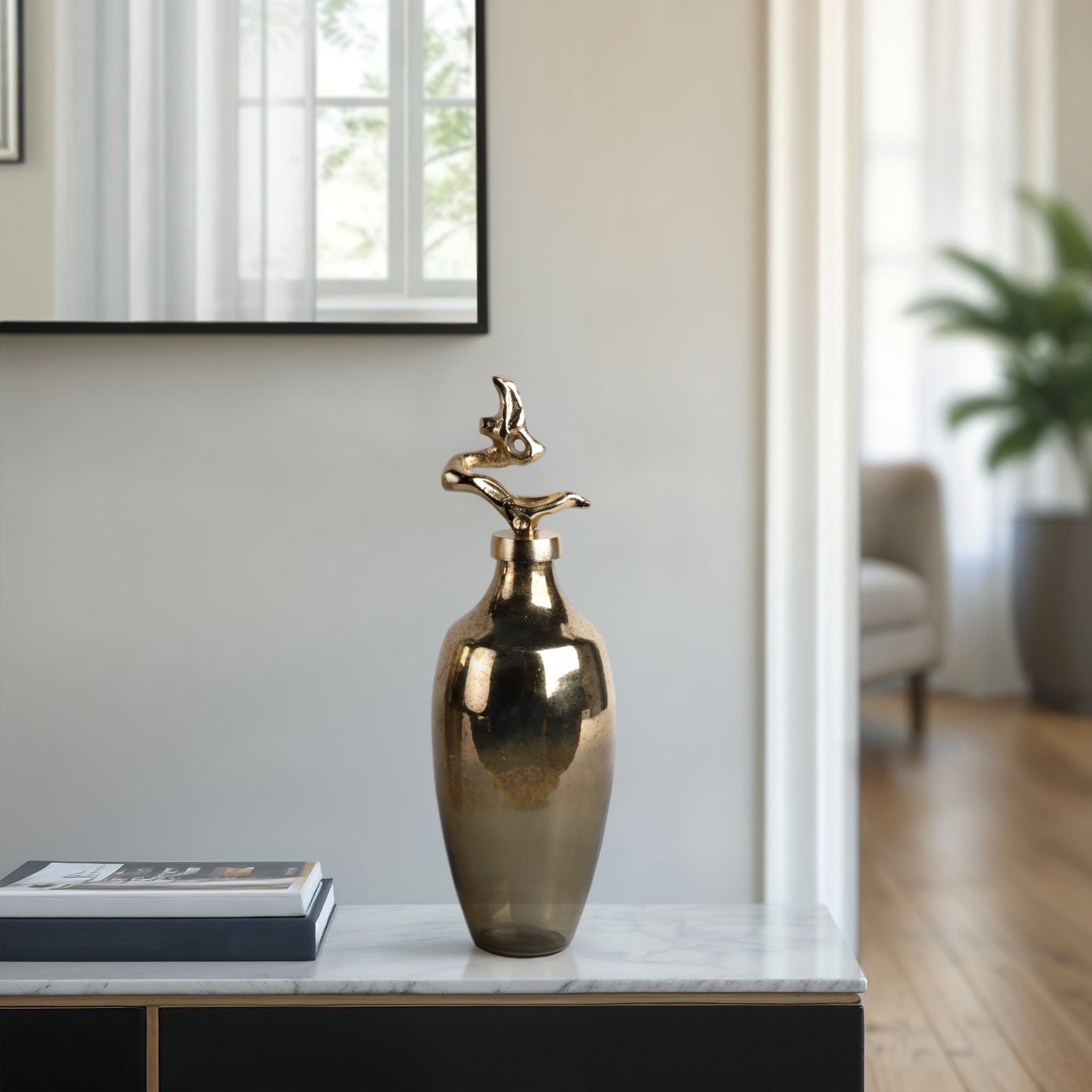 Lusaka Glass Bottle, Gold Vases and Jars| Sagebrook Home