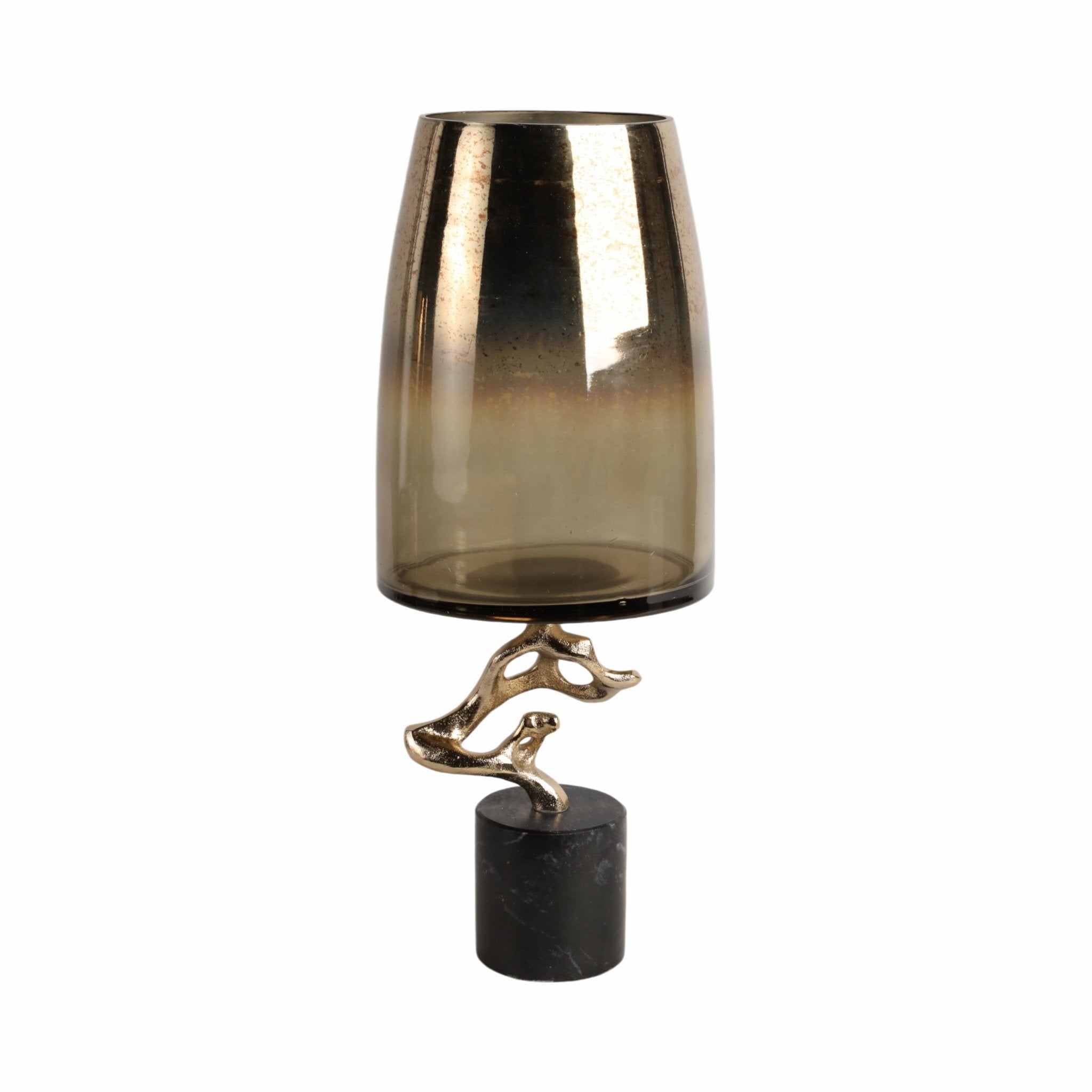 Lusaka Hurrican Glass W/stone Base, Gold Vases and Jars| Sagebrook Home