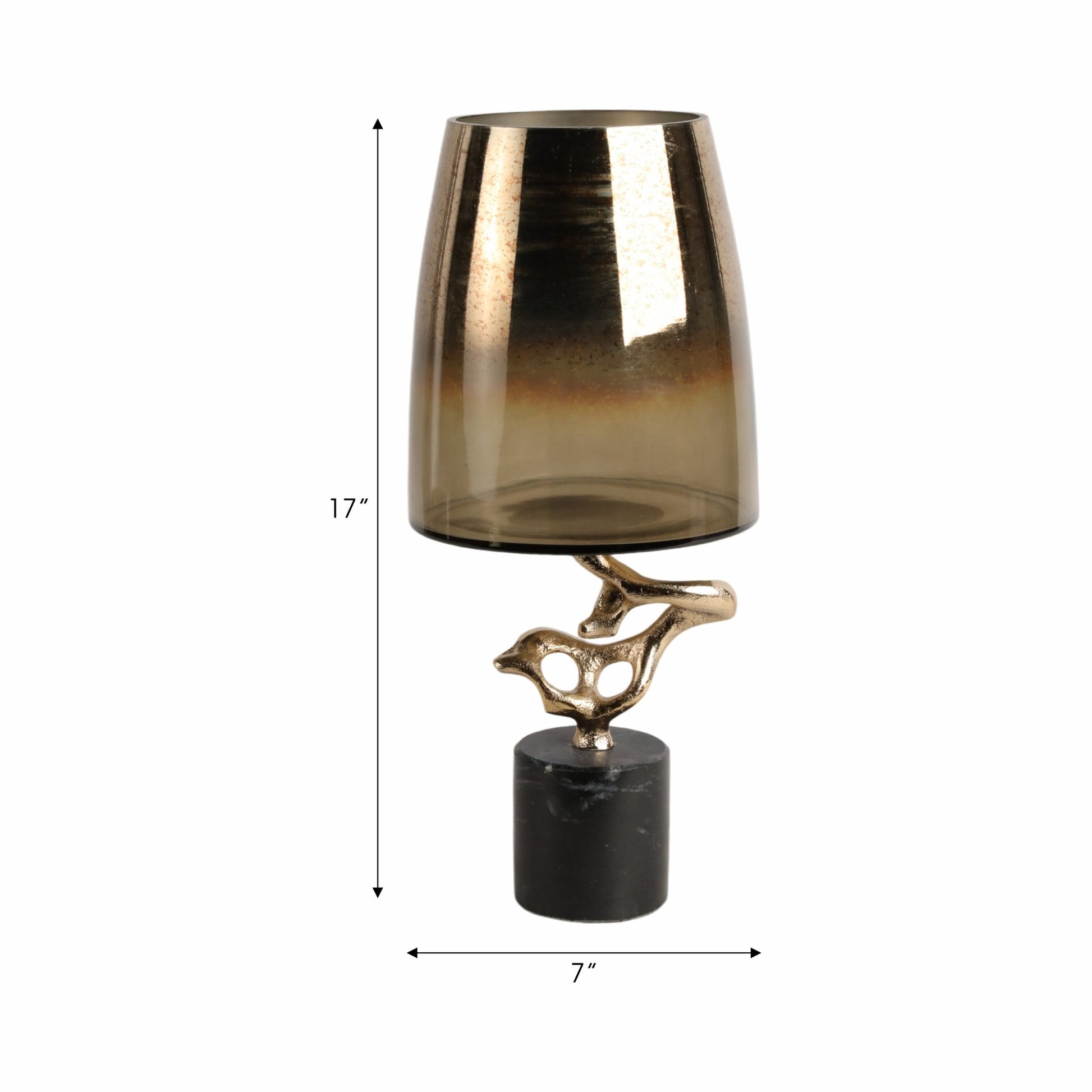 Lusaka Hurrican Glass W/stone Base, Gold Vases and Jars| Sagebrook Home
