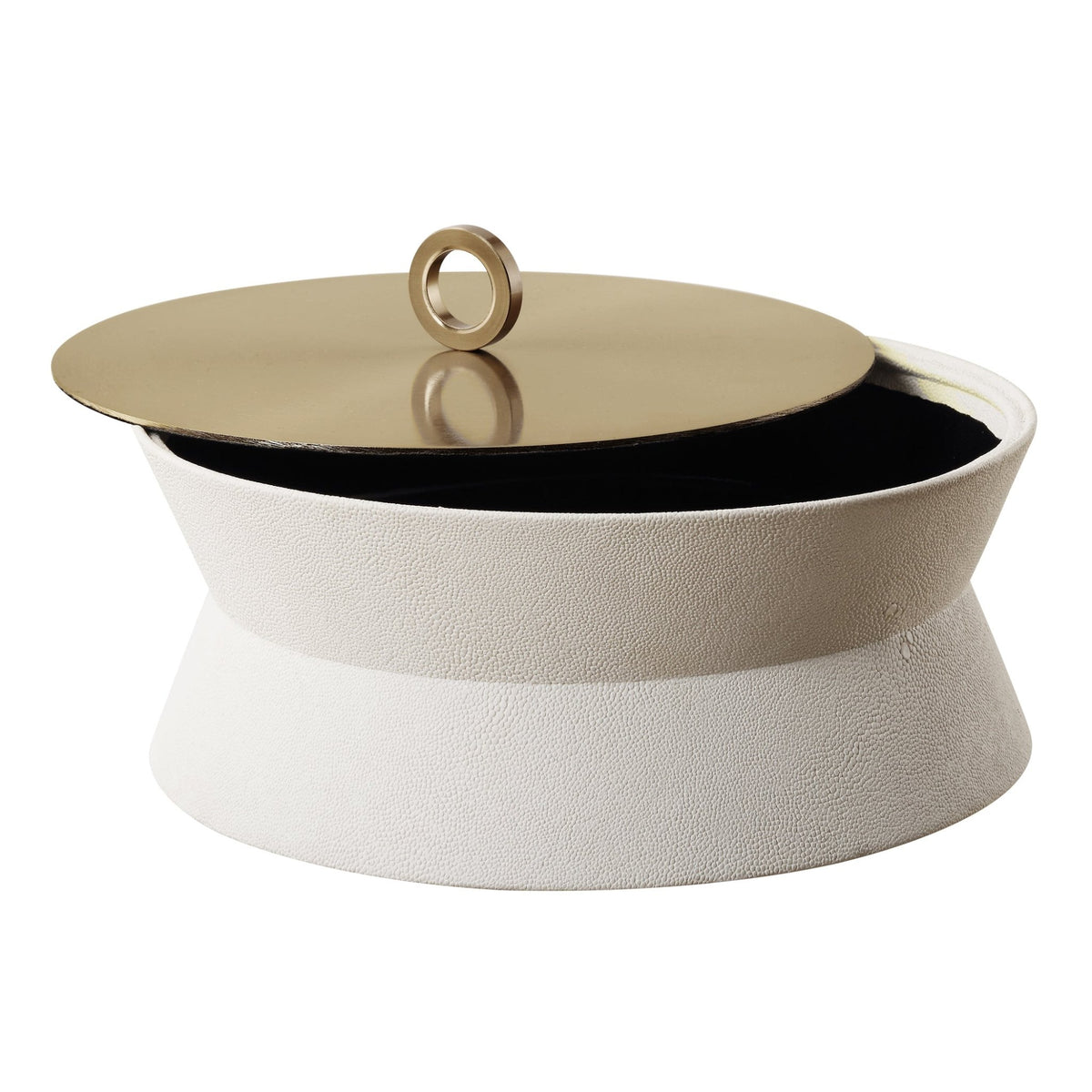 Luxe White Shagreen Round Box Box| Uttermost