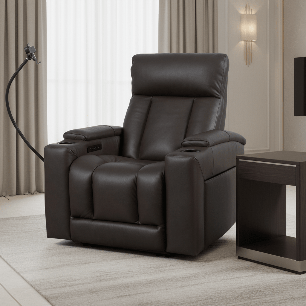 LuxeGlow Dark Brown PWR Recliner Recliners| Roots Furniture