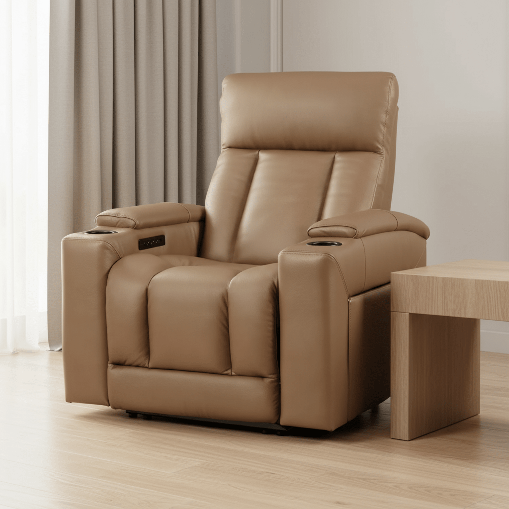 LuxeGlow Light Brown PWR Recliner Recliners| Roots Furniture