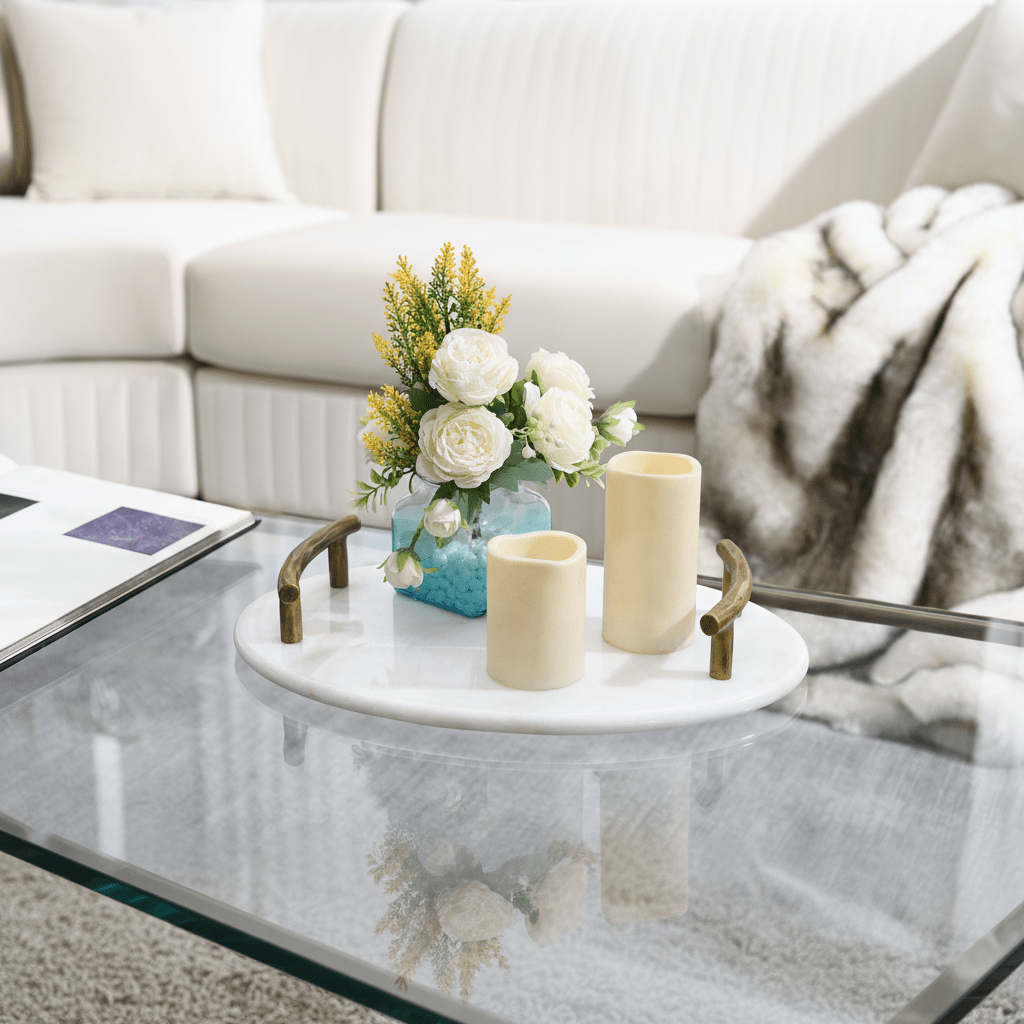 Luxo Marble Tray Gold Hands Coffee Tables| Roots Furniture