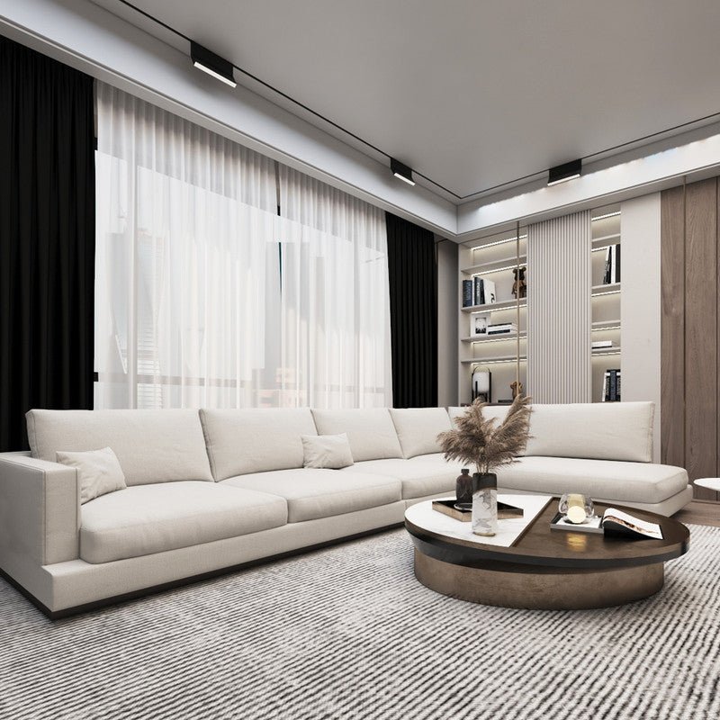 Luxurious L - Shape Sofa Linen and Swedish Wood By Alhome - Al Rugaib Furniture