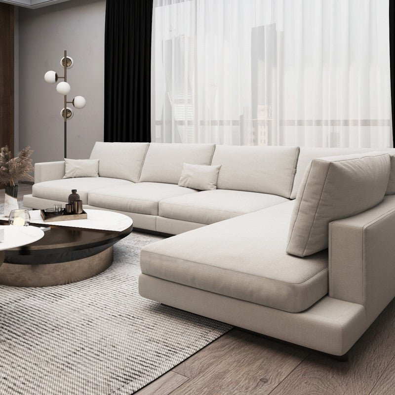 Luxurious L - Shape Sofa Linen and Swedish Wood By Alhome - Al Rugaib Furniture