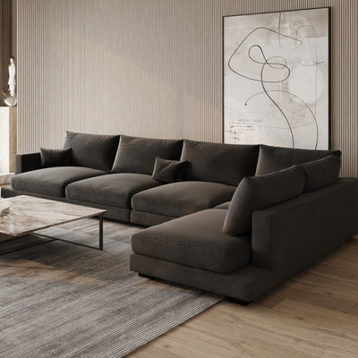 Luxurious L - Shape Sofa Linen and Swedish Wood By Alhome - a - Al Rugaib Furniture