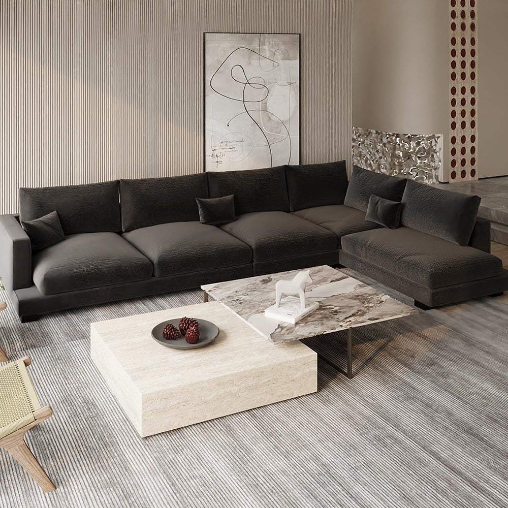 Luxurious L-Shape Sofa Linen and Swedish Wood By Alhome-a Sectionals| Alhome