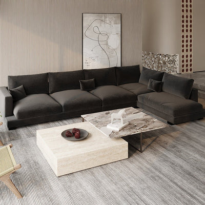 Luxurious L - Shape Sofa Linen and Swedish Wood By Alhome - a - Al Rugaib Furniture
