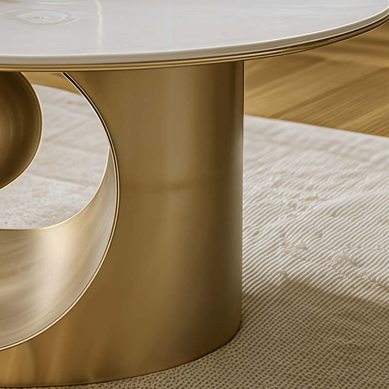 Luxury 5-Piece Ceramic Coffee & Side Table Set – Golden Base Table Sets| Otath