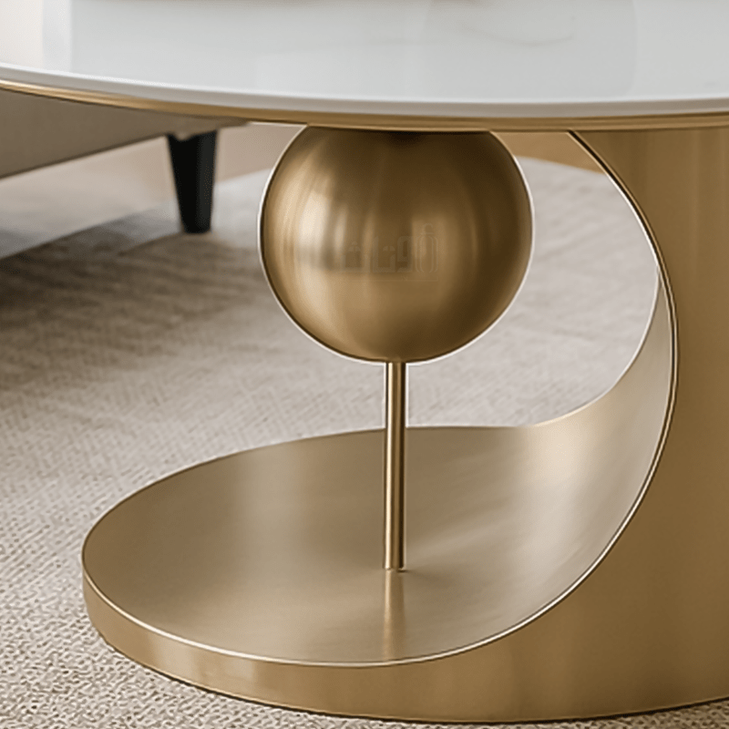 Luxury 5-Piece Ceramic Coffee & Side Table Set – Golden Base Table Sets| Otath