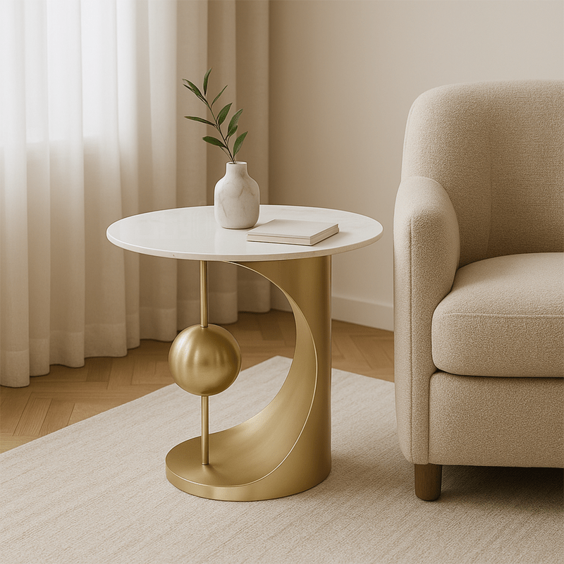 Luxury 5 - Piece Ceramic Coffee & Side Table Set – Golden Base - Al Rugaib Furniture