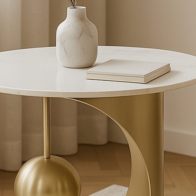 Luxury 5 - Piece Ceramic Coffee & Side Table Set – Golden Base - Al Rugaib Furniture