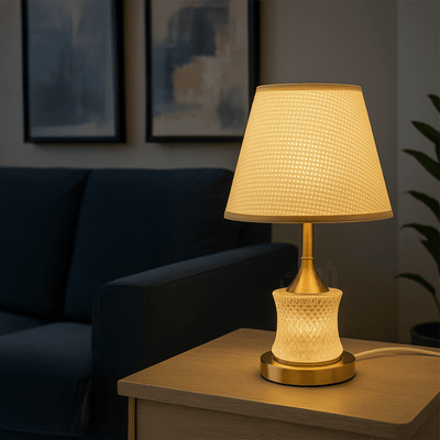 Luxury Crystal Base Table Lamp with Golden Touch - Al Rugaib Furniture