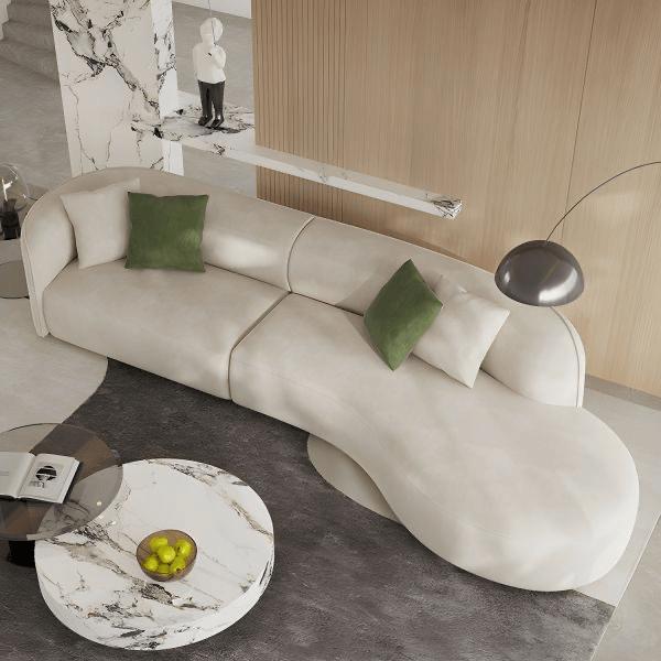 Luxury Curved Modern Sofa-Beige Sofas & Loveseats| Otath