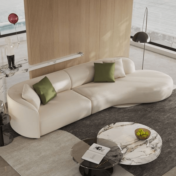 Luxury Curved Modern Sofa-Beige Sofas & Loveseats| Otath