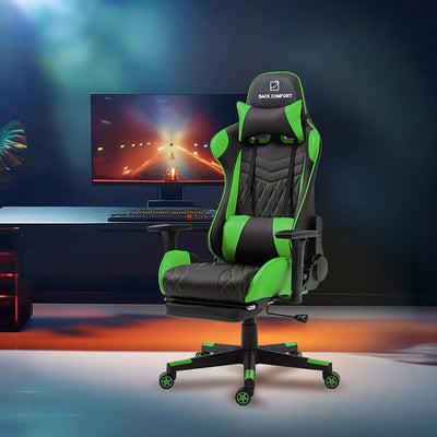 Luxury Gaming Chair with Reclining Backrest, Premium Leather, Neck and Foot Support - Al Rugaib Furniture