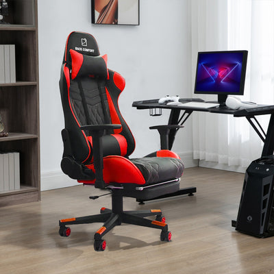 Luxury Gaming Chair with Reclining Backrest, Premium Leather, Neck and Foot Support - Al Rugaib Furniture