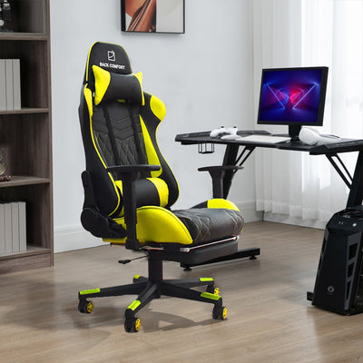 Luxury Gaming Chair with Reclining Backrest, Premium Leather, Neck and Foot Support - Al Rugaib Furniture