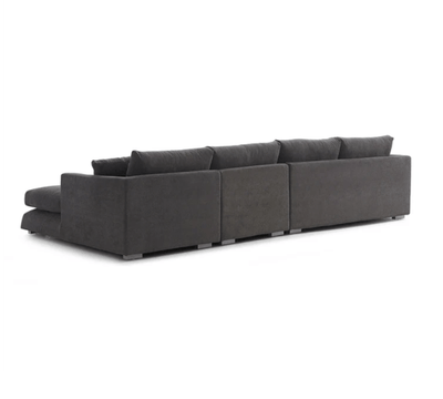 Luxury L - Shaped Sofa with Plush Cushions – Dark Grey - Al Rugaib Furniture