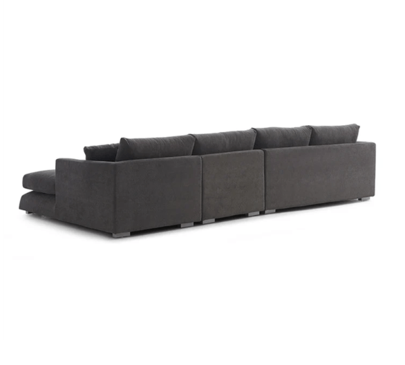 Luxury L - Shaped Sofa with Plush Cushions – Dark Grey - Al Rugaib Furniture