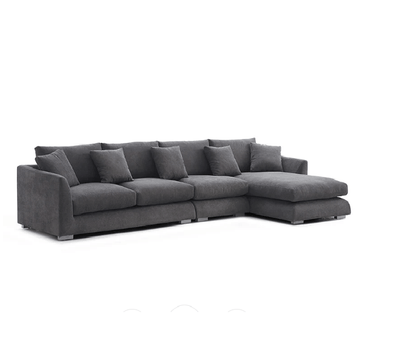 Luxury L - Shaped Sofa with Plush Cushions – Dark Grey - Al Rugaib Furniture