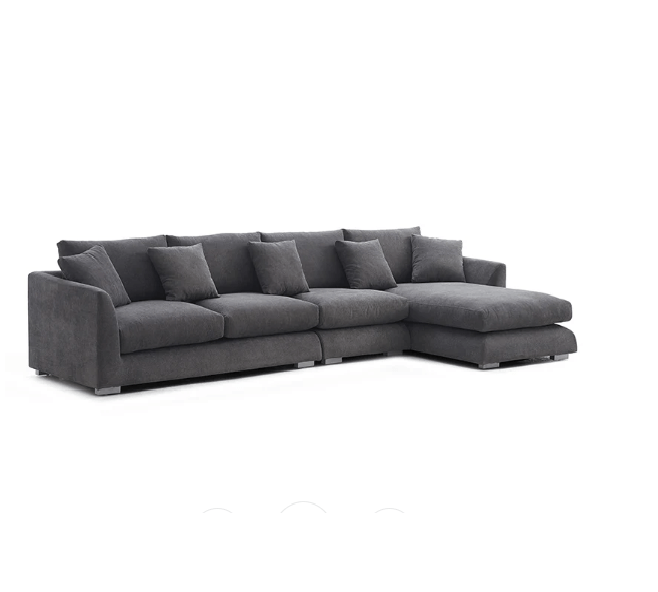 Luxury L - Shaped Sofa with Plush Cushions – Dark Grey - Al Rugaib Furniture