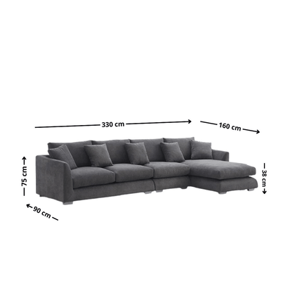 Luxury L - Shaped Sofa with Plush Cushions – Dark Grey - Al Rugaib Furniture