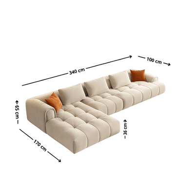 Luxury Low - Profile Tufted L - Shaped Sofa – Beige - Al Rugaib Furniture