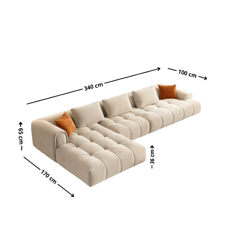 Luxury Low - Profile Tufted L - Shaped Sofa – Beige - Al Rugaib Furniture