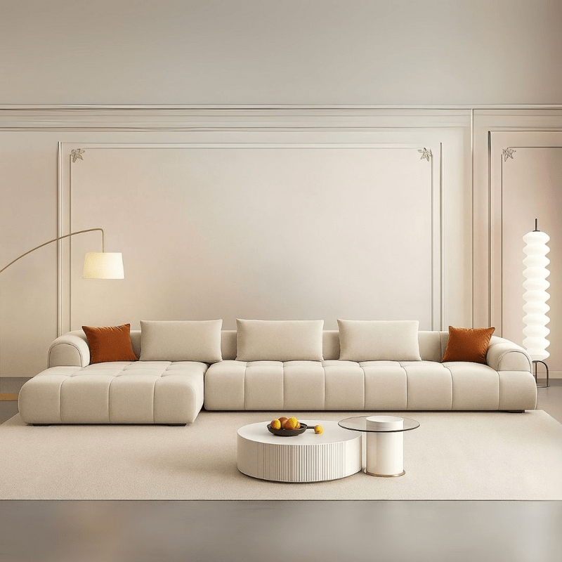 Luxury Low-Profile Tufted L-Shaped Sofa – Beige Corner Sofas| Otath