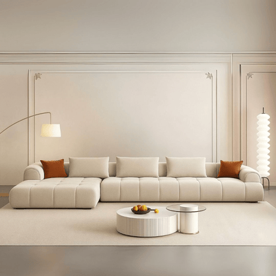 Luxury Low - Profile Tufted L - Shaped Sofa – Beige - Al Rugaib Furniture