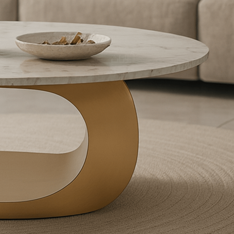 Luxury Marble Coffee Table with Modern Golden Base - Al Rugaib Furniture