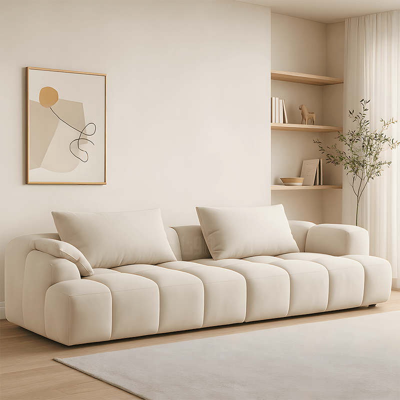 Luxury Sofa with Geometric Upholstery and Exceptional Comfort – off - white - Al Rugaib Furniture