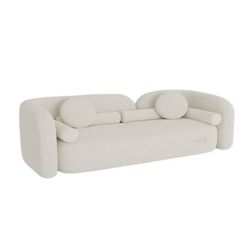 Luxury Sofa with Sculptural Design and Round Pillows – Off White - Al Rugaib Furniture