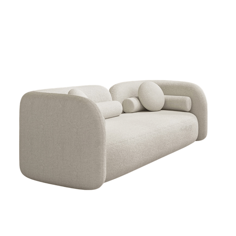 Luxury Sofa with Sculptural Design and Round Pillows – Off White - Al Rugaib Furniture
