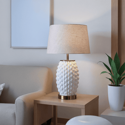 Luxury Table Lamp with Textured Ceramic Base - Al Rugaib Furniture