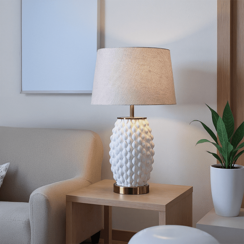 Luxury Table Lamp with Textured Ceramic Base - Al Rugaib Furniture