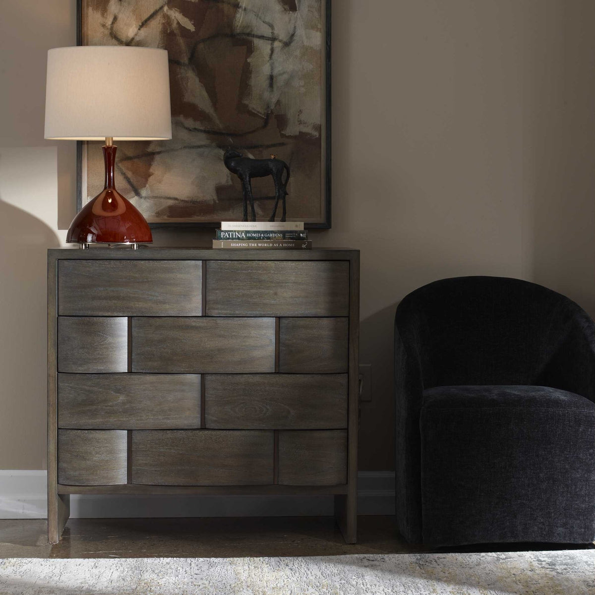 Lydon 4 Drawer Brown Finish Chest Cabinets & Chests| Uttermost