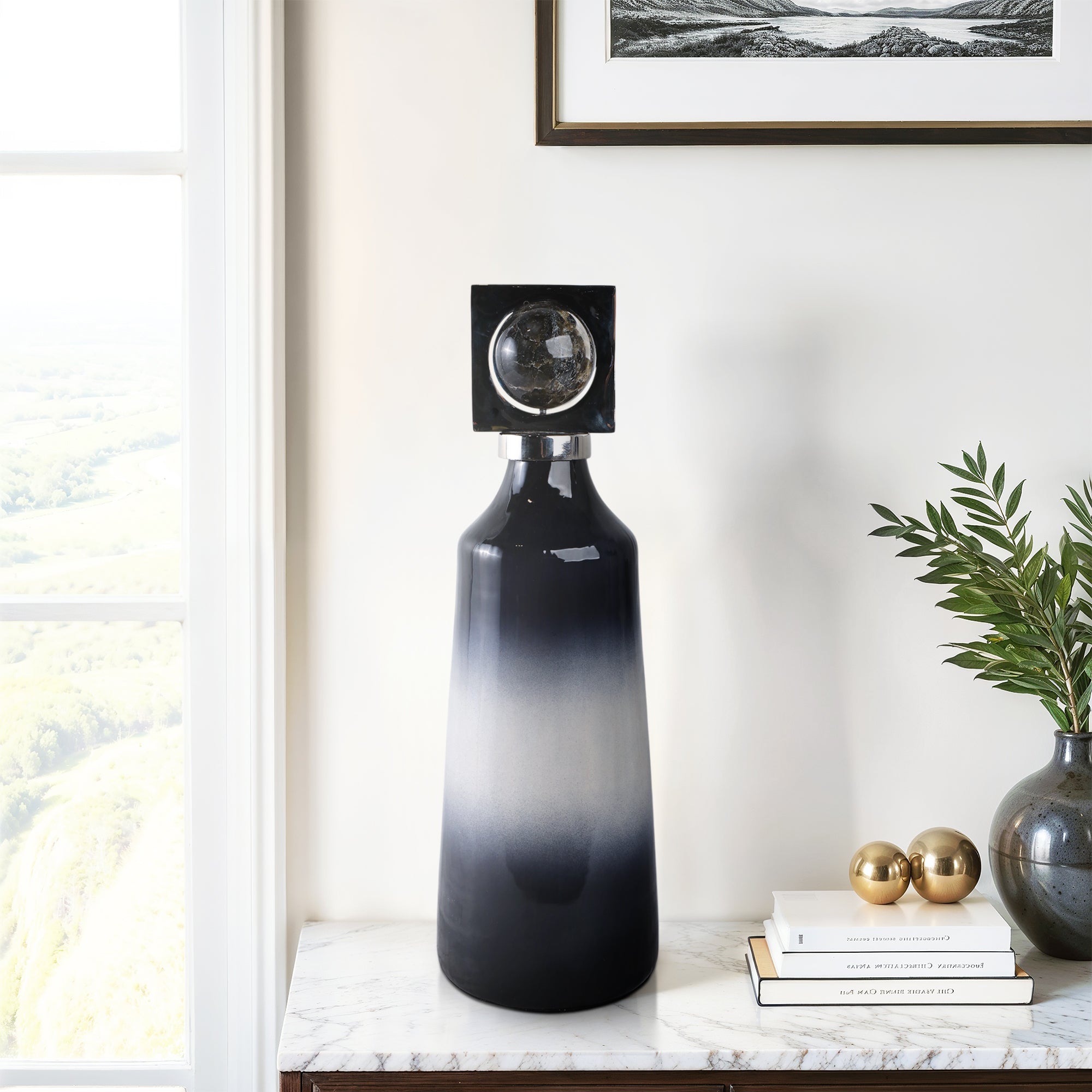 Macklin Labradorite Stone And Metal Bott Vases and Jars| Sagebrook Home