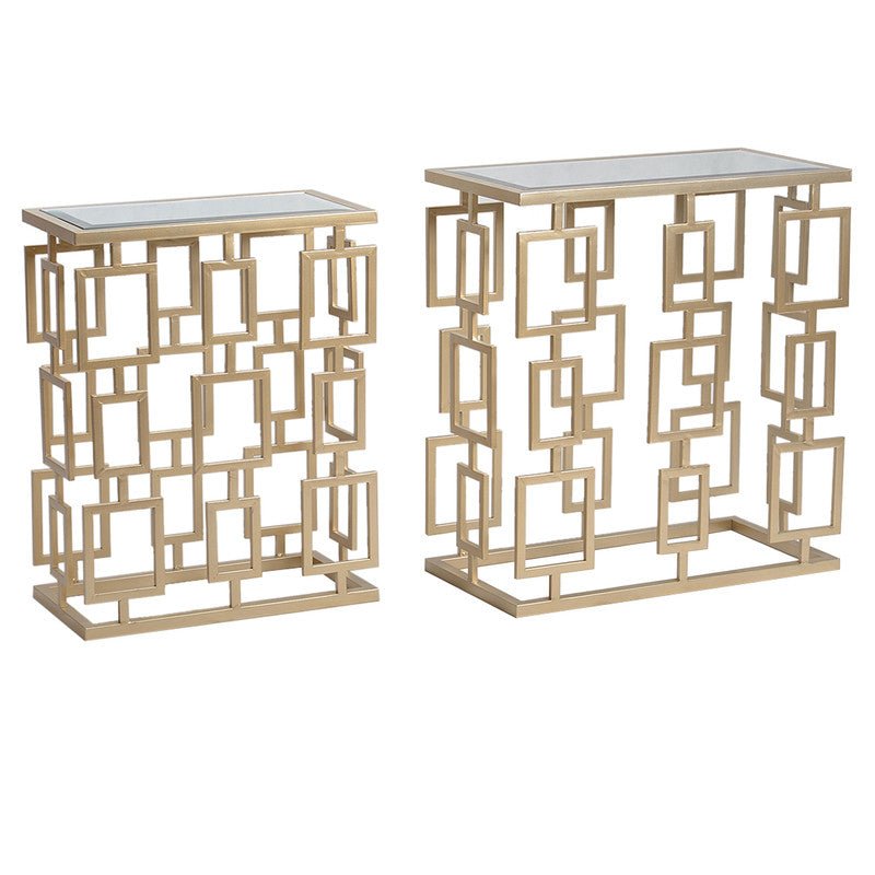 Maddox Champagne Mirror Table Set Accent & End Tables| Crestview