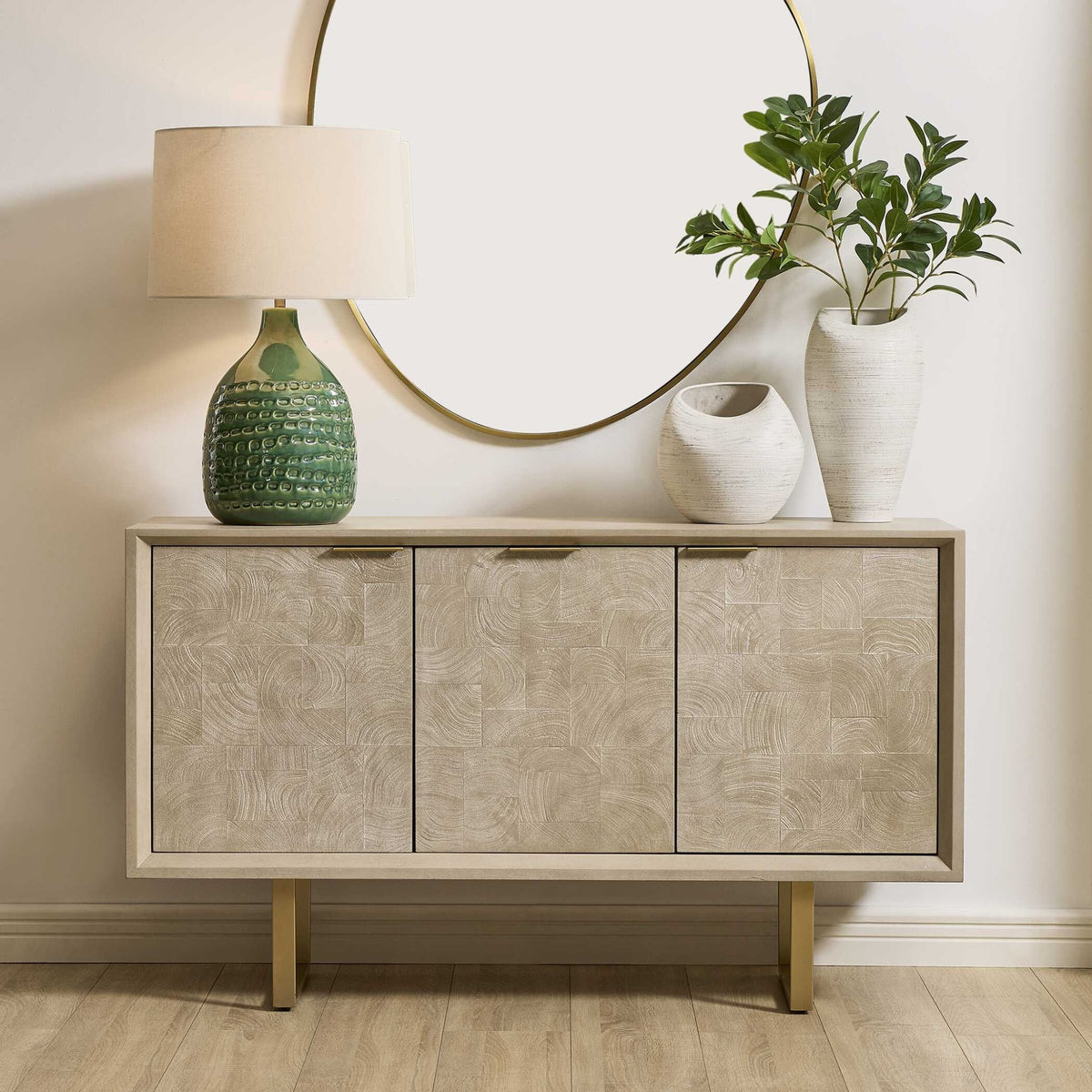 Maeva 3 Door Light Wood Cabinet Cabinets & Chests| Uttermost